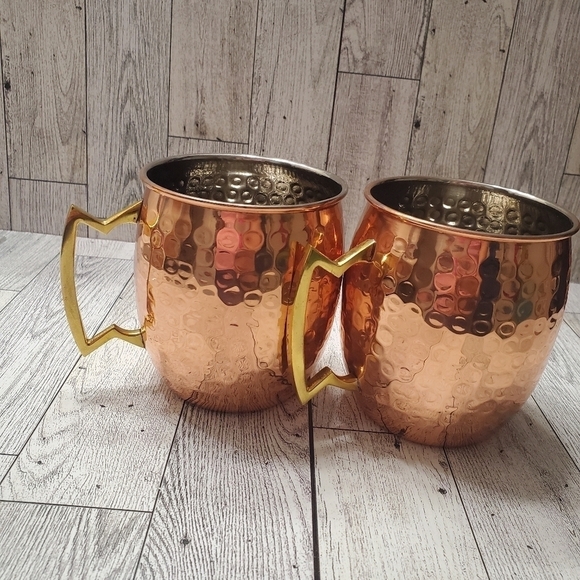 Set of 2 Old Dutch Nickel-Lined Solid Copper Hammered Moscow Mule Mug, 16 Oz - Picture 6 of 10